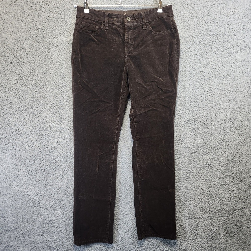 St Johns Bay Corduroy Straight Leg Pants Womens 8 (Fits 31x30) Brown Mid Rise